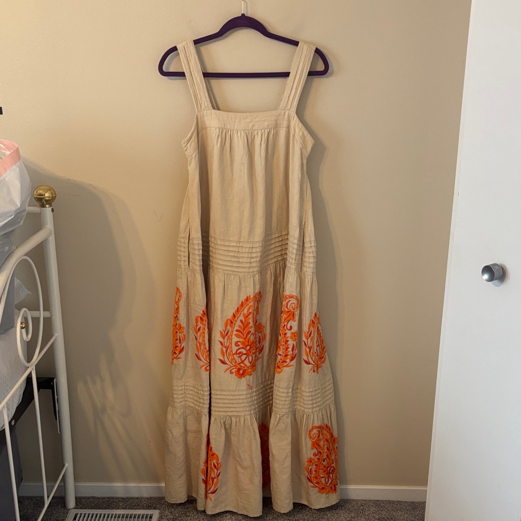 Anthropologie Felicity 100% Cotton Embroidered Maxi Dress